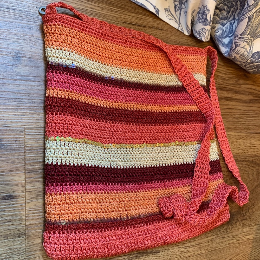 Women’s Sequin and Crochet Crossbody Purse